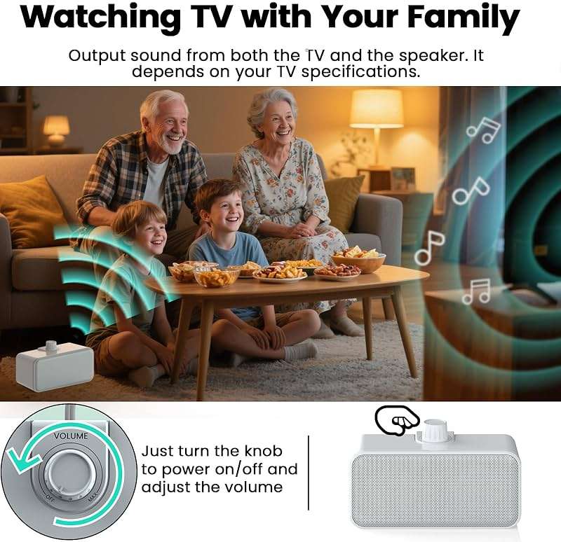 ANSTEN Wired Speakers for TV No Delay, Clear Voice TV Speakers Wired with 5M Long Cord, Personal Speaker with Headphone Jack, Easy Operation, TV Speakers for Hard of Hearing and Seniors - Image 3