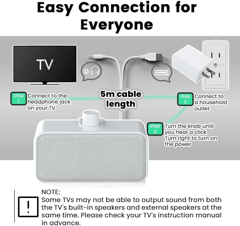 ANSTEN Wired Speakers for TV No Delay, Clear Voice TV Speakers Wired with 5M Long Cord, Personal Speaker with Headphone Jack, Easy Operation, TV Speakers for Hard of Hearing and Seniors - Image 5