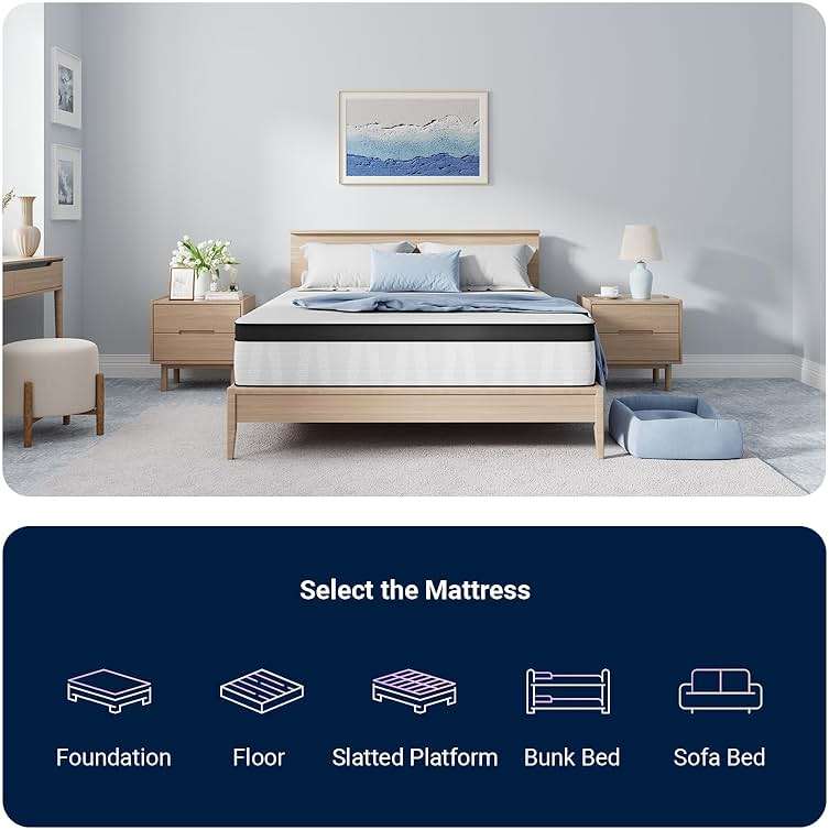 Avenco Queen Mattress, 12 Inch Medium Firm Queen Size Mattress in a Box, Hybrid Mattresses with Smarts™ Coil Pocket Springs for Motion Isolation, Strong Edge Support, CertiPUR-US Certified - Image 6