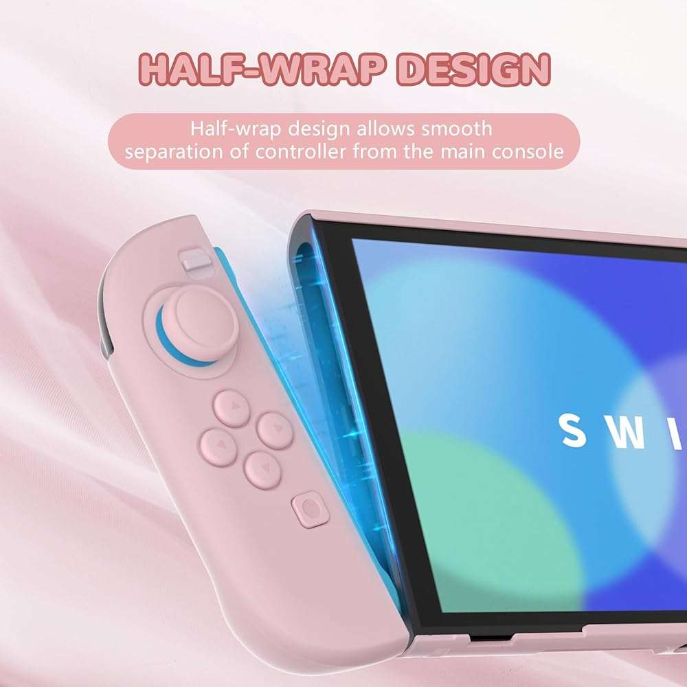 PlayVital Hard Case for Nintendo Switch 2 with Extra Stand & Thumb Grip Caps | Split Design, Dockable Protective Full-Body Shell Cover for Nintendo Switch 2 | Solid Color Series, Cherry Blossoms Pink - Image 3