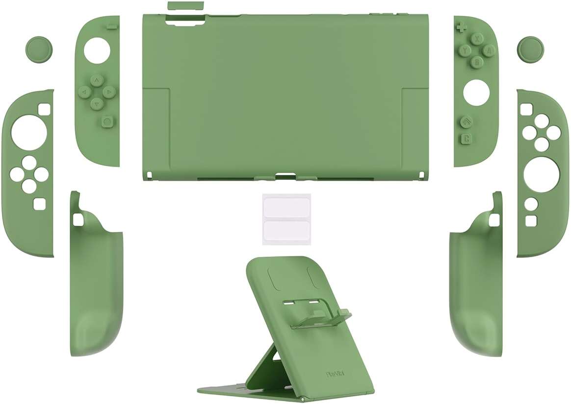 PlayVital Hard Case for Nintendo Switch 2 with Extra Stand & Thumb Grip Caps | Split Design, Dockable Protective Full-Body Shell Cover for Nintendo Switch 2 | Solid Color Series, Matcha Green - Image 2