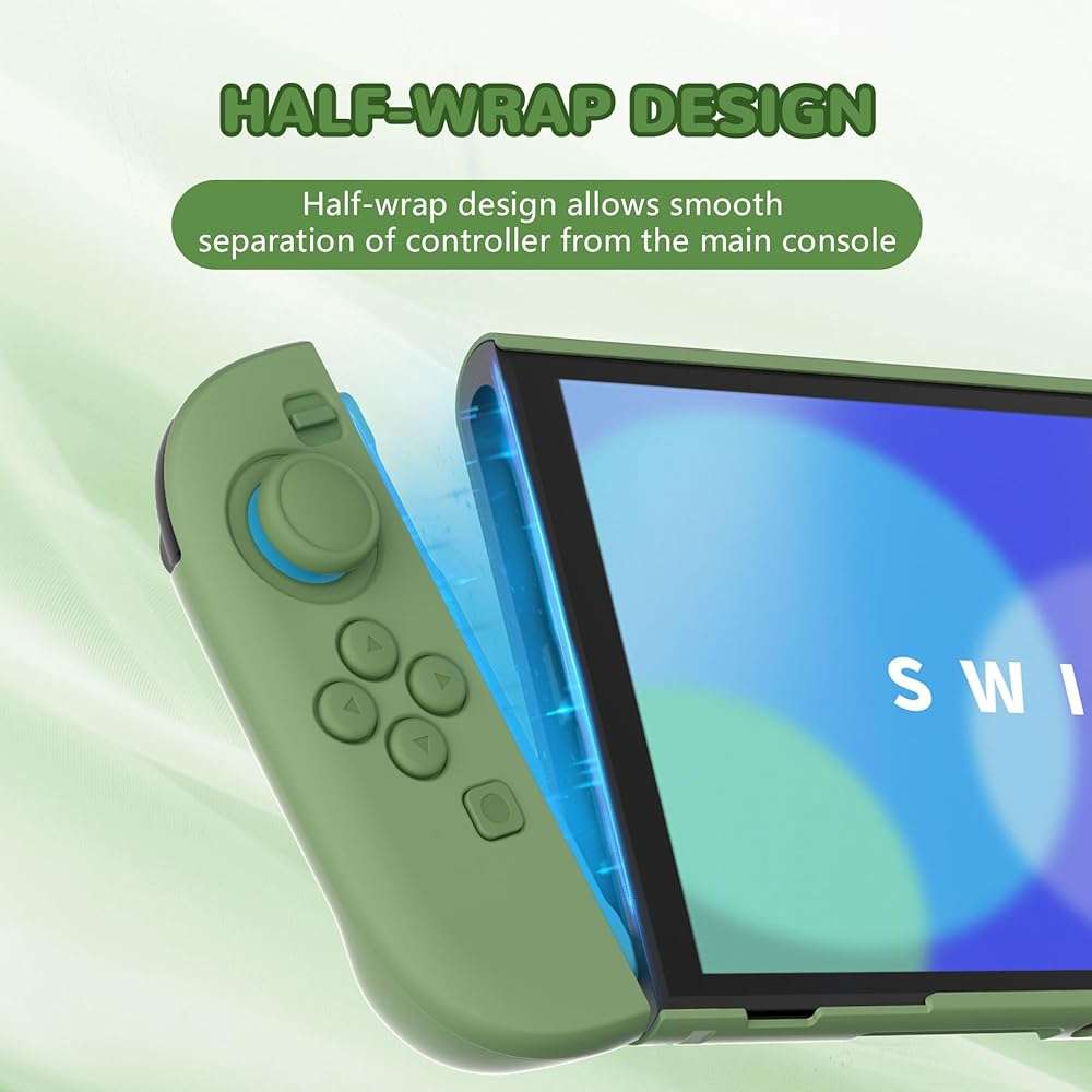 PlayVital Hard Case for Nintendo Switch 2 with Extra Stand & Thumb Grip Caps | Split Design, Dockable Protective Full-Body Shell Cover for Nintendo Switch 2 | Solid Color Series, Matcha Green - Image 3