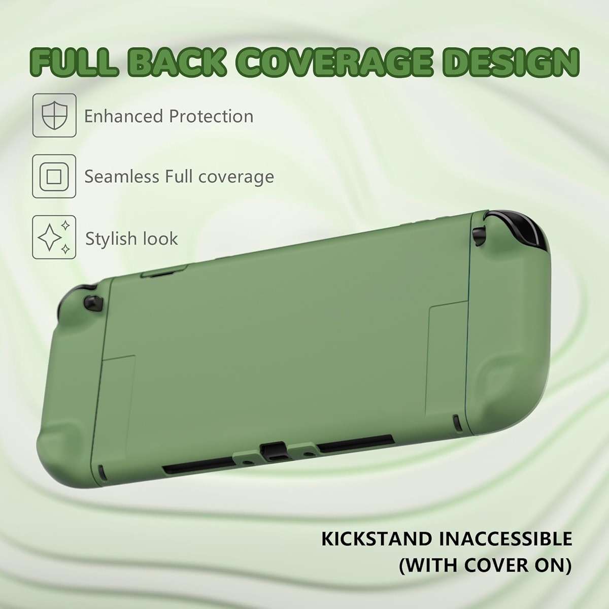 PlayVital Hard Case for Nintendo Switch 2 with Extra Stand & Thumb Grip Caps | Split Design, Dockable Protective Full-Body Shell Cover for Nintendo Switch 2 | Solid Color Series, Matcha Green - Image 5