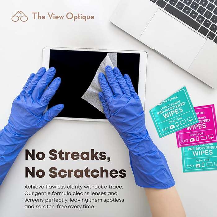 the view optique Anti-Reflective Safe Lens Cleaner Spray Kit – (1) 8oz Glasses Cleaner Spray & (26) Pre-Moistened Lens Wipes for Eyeglasses, Sunglasses, Lenses, Screens & Camera Cleaning Kit - Image 5