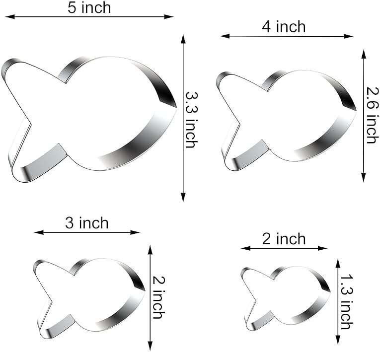 Goldfish Cookie Cutter Set - 5 inch, 4 inch, 3 inch, 2 inch - 4 Piece Simple Fish Cookie Cutters Shapes Molds - Stainless Steel - Image 3