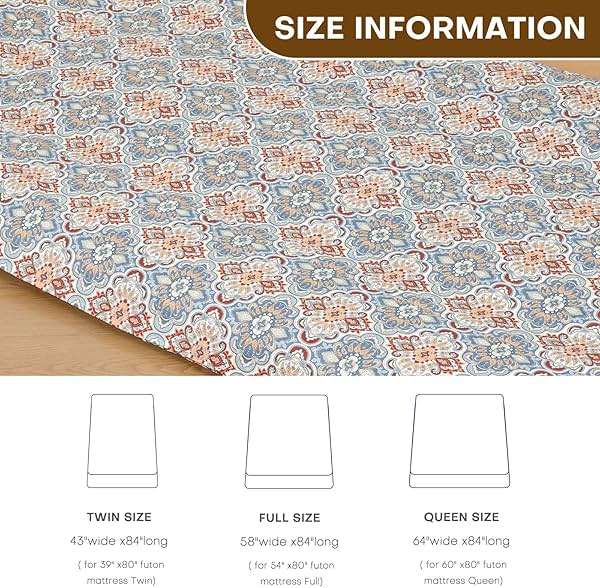 100% Cotton Floor Futon Mattress Cover (Only Cover), Soft Skin-Friendly Washable Zippered Futon Cover for Traditional Japanese Floor Futon Mattress, Tatami Mattress Dustproof Cover (Twin, Flower) - Image 4