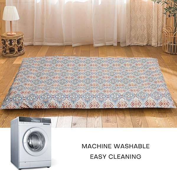 100% Cotton Floor Futon Mattress Cover (Only Cover), Soft Skin-Friendly Washable Zippered Futon Cover for Traditional Japanese Floor Futon Mattress, Tatami Mattress Dustproof Cover (Twin, Flower) - Image 6