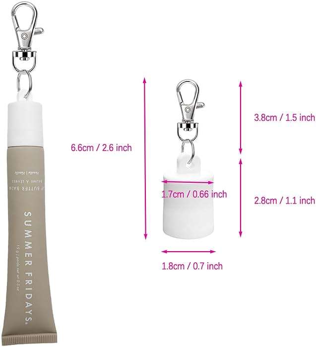 CAVEKEAP 4 Pcs Keychain Cap For Summer Fridays 0.5 Oz Lip Balm, Portable Holder Keychain Cap For Lip Repair Tubes White red pink - Image 4