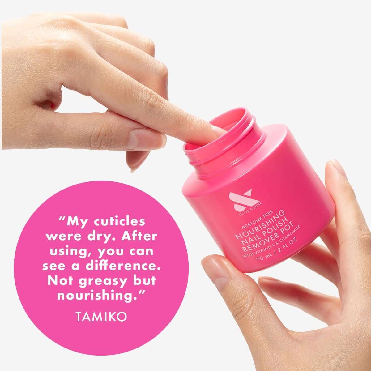 Olive & June Nourishing Remover Pot | Non Acetone | No-Mess Nail Polish Removal For Hands & Feet | Vitamin E & Chamomile | Acetone - Free Super Fast Removal | Vegan, Cruelty-Free - Image 4