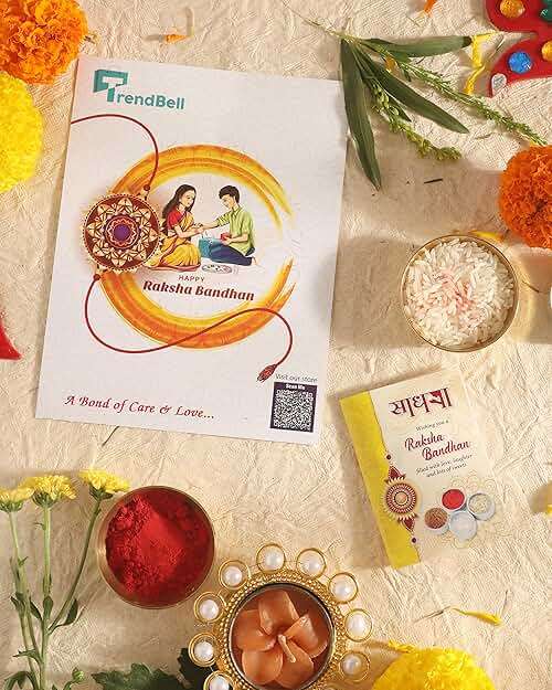 TrendBell Set of 2 Rakhi for Brother – Premium Evil Eye & Elephant Rakhi Combo with Raksha Bandhan Greeting Card & Roli | Rakhi for Bhaiya & Brother | Rakhi Thread from Sister - Image 3