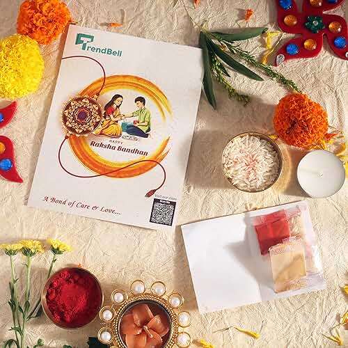 TrendBell Set of 2 Rakhi for Brother – Premium Evil Eye & Elephant Rakhi Combo with Raksha Bandhan Greeting Card & Roli | Rakhi for Bhaiya & Brother | Rakhi Thread from Sister - Image 5