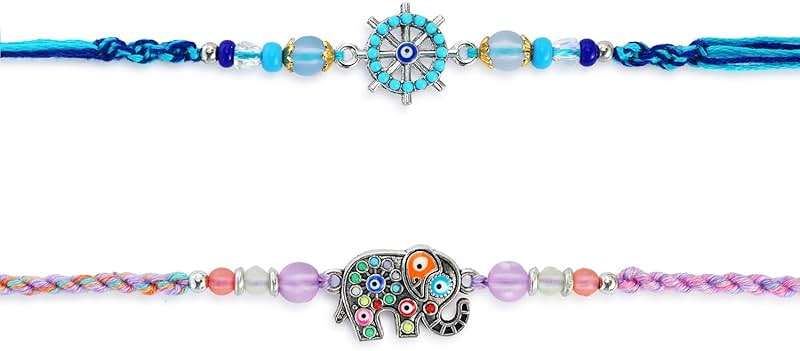 TrendBell Set of 2 Rakhi for Brother – Premium Evil Eye & Elephant Rakhi Combo with Raksha Bandhan Greeting Card & Roli | Rakhi for Bhaiya & Brother | Rakhi Thread from Sister - Image 7