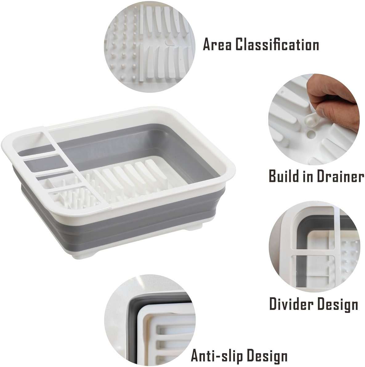 Collapsible Dish Drying Rack, Foldable Dinnerware Drainer Organizer for Storage Kitchen Counter RV Accessories Portable Rack Holders for Dishes Plates and Cups Camping Travelling Space Saver Essential - Image 5