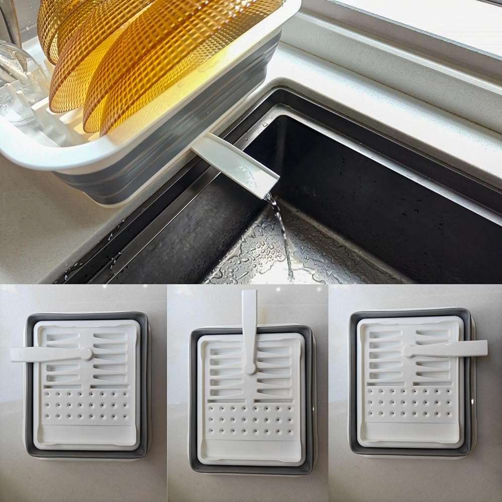 Collapsible Dish Drying Rack, Foldable Dinnerware Drainer Organizer for Storage Kitchen Counter RV Accessories Portable Rack Holders for Dishes Plates and Cups Camping Travelling Space Saver Essential - Image 6