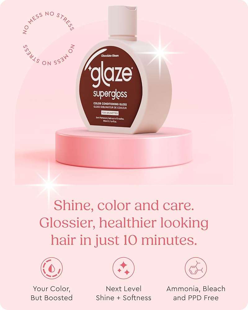 Glaze Supergloss Color Conditioning Gloss – Hydrating Semi-Permanent Color Hair Gloss & Shine Boost – For Dark Brown Hair – 6.4 Fl Oz - Chocolate Gleam - Image 3