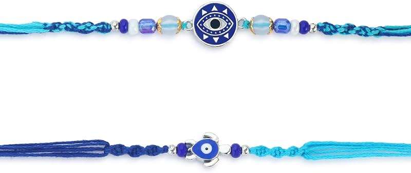 ARTISENIA Rakhi Set of 2 Rakhi for Brother with Raksha Bandhan Greeting Card | Roli Chawal Tika - Raksha Bandhan Evil Eye Rakhi for Brother & Bhabhi | Rakhi for Bhaiya | Turtle Rakhi for Brothers - Image 7
