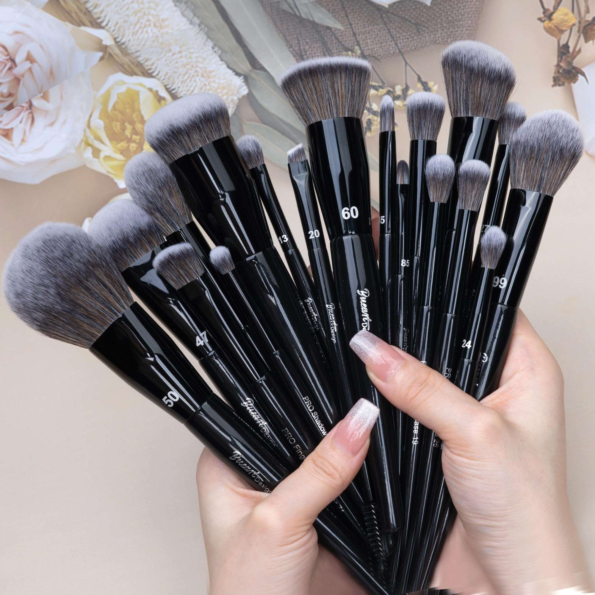 Bueart Design 19Pcs Professional Grade Labeled Makeup Brushes Set, Large Foundation Powder Contour Concealer eyeshadow Blush EyeLiner Make up Brushes,Premium Synthetic hair,Vegan Cruelty-free - Image 3