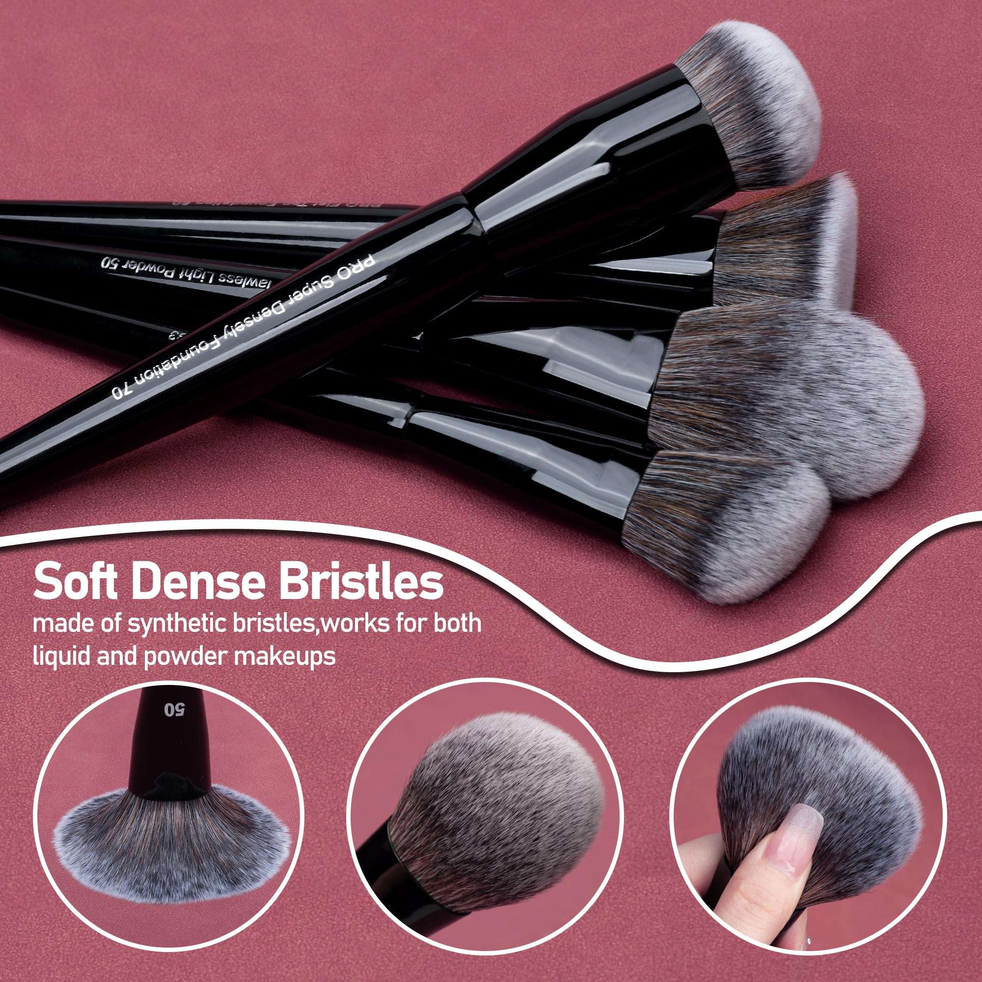 Bueart Design 19Pcs Professional Grade Labeled Makeup Brushes Set, Large Foundation Powder Contour Concealer eyeshadow Blush EyeLiner Make up Brushes,Premium Synthetic hair,Vegan Cruelty-free - Image 5