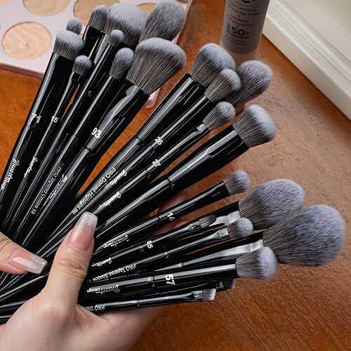 Bueart Design 32Pcs PRO Grade Makeup Brushes Set with Super large Holder, Premium Ultra-soft Synthetic Foundation Contour Powder Blush Concealer Eyeshadow Classic Black Make up Brush - Image 4
