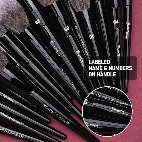 Bueart Design 32Pcs PRO Grade Makeup Brushes Set with Super large Holder, Premium Ultra-soft Synthetic Foundation Contour Powder Blush Concealer Eyeshadow Classic Black Make up Brush - Image 7