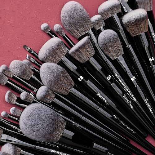 Bueart Design 32Pcs PRO Grade Makeup Brushes Set with Super large Holder, Premium Ultra-soft Synthetic Foundation Contour Powder Blush Concealer Eyeshadow Classic Black Make up Brush - Image 8