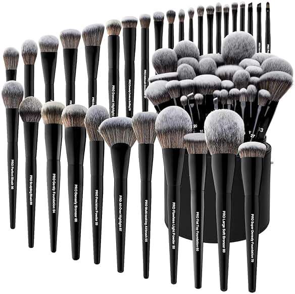 Bueart Design 32Pcs PRO Grade Makeup Brushes Set with Super large Holder, Premium Ultra-soft Synthetic Foundation Contour Powder Blush Concealer Eyeshadow Classic Black Make up Brush - Image 9