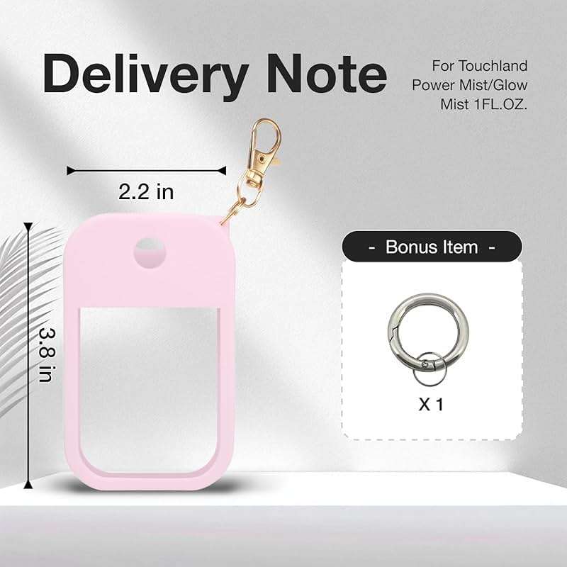 1 PC Soft Silicone Case for Touchland Power Mist (1FL. OZ./30 mL), Protective and Stylish Case with Keychain Compatible with Touchland Hand Sanitizer Spray (Pink) - Image 7