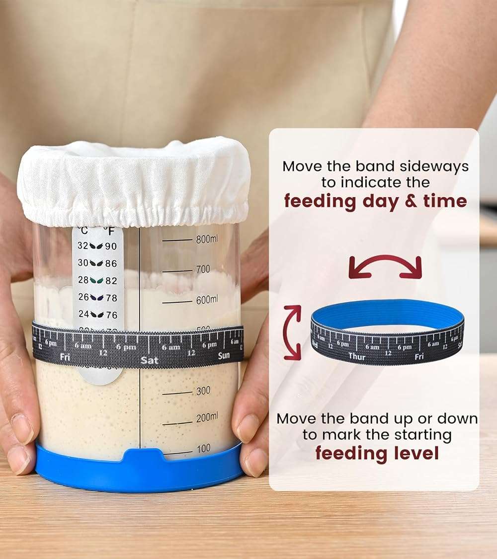 Adodeen Sourdough Starter Jar,Sourdough Starter Kit – 2 Pack 34oz Organic Sour Dough Glass Jars Wide Mouth,Fermenters Tool For Home Bakers,Bread Baking Supplies,Large Glass Container With Lid - Image 9