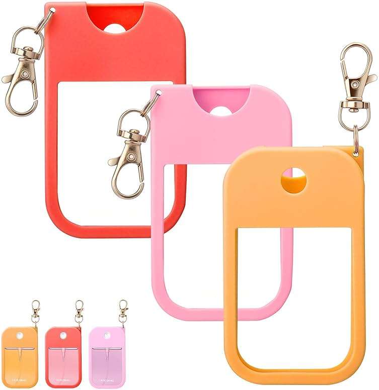 Palksky Protective Silicone Case for Touchland Hand Sanitizer with Keychain | Compatible with Power Mist & Glow Mist 1 fl oz | Anti-Slip Grip, Travel Cover Sleeve (Red,Pinkish,Orange),Travel Size - Image 1