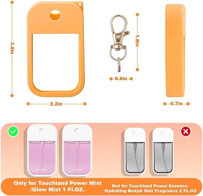 Palksky Protective Silicone Case for Touchland Hand Sanitizer with Keychain | Compatible with Power Mist & Glow Mist 1 fl oz | Anti-Slip Grip, Travel Cover Sleeve (Red,Pinkish,Orange),Travel Size - Image 2