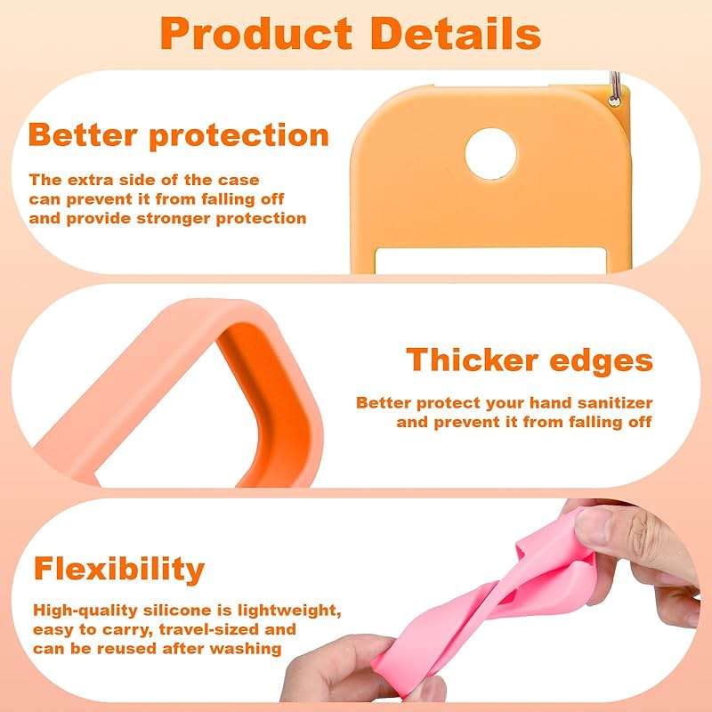 Palksky Protective Silicone Case for Touchland Hand Sanitizer with Keychain | Compatible with Power Mist & Glow Mist 1 fl oz | Anti-Slip Grip, Travel Cover Sleeve (Red,Pinkish,Orange),Travel Size - Image 4