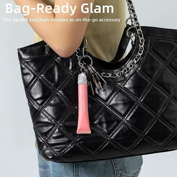 3pcs Lip Balm Keychain Holder Bling Lip Gloss Key Chain Cap Portable Lipgloss Case - Image 4