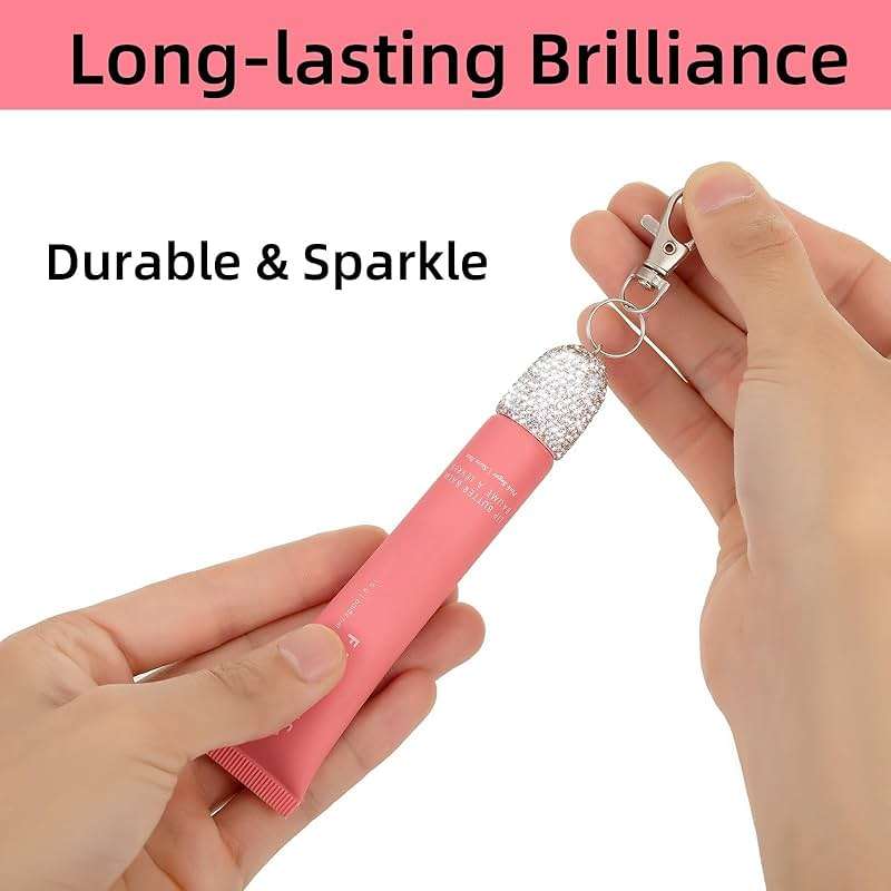 3pcs Lip Balm Keychain Holder Bling Lip Gloss Key Chain Cap Portable Lipgloss Case - Image 5