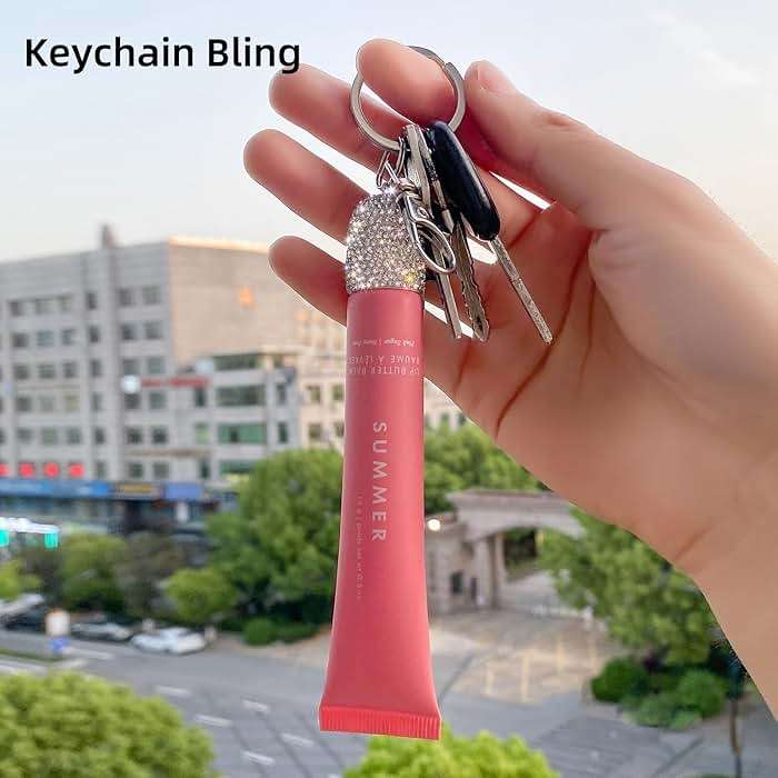 3pcs Lip Balm Keychain Holder Bling Lip Gloss Key Chain Cap Portable Lipgloss Case - Image 6