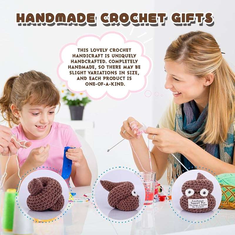 Positive Poo - Emotional Support Crochet Poop Toy, Gag Gifts Funny Adult, Funny Gift for Men, Dad, Boyfriends, Brother, Coworkers - White Elephant Gifts for Adults, Stocking Stuffers for Men - Image 3