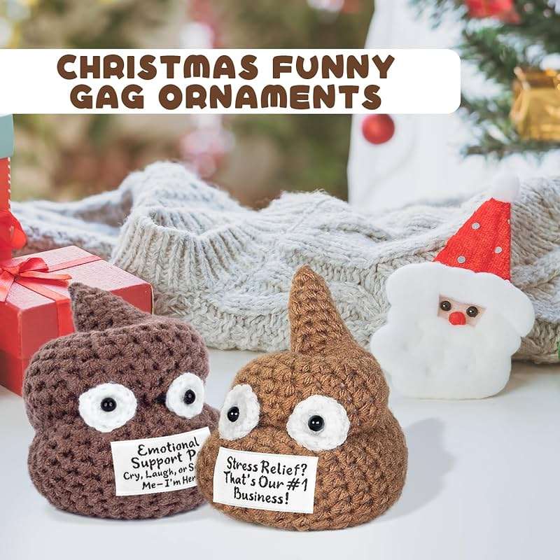 Positive Poo - Emotional Support Crochet Poop Toy, Gag Gifts Funny Adult, Funny Gift for Men, Dad, Boyfriends, Brother, Coworkers - White Elephant Gifts for Adults, Stocking Stuffers for Men - Image 6