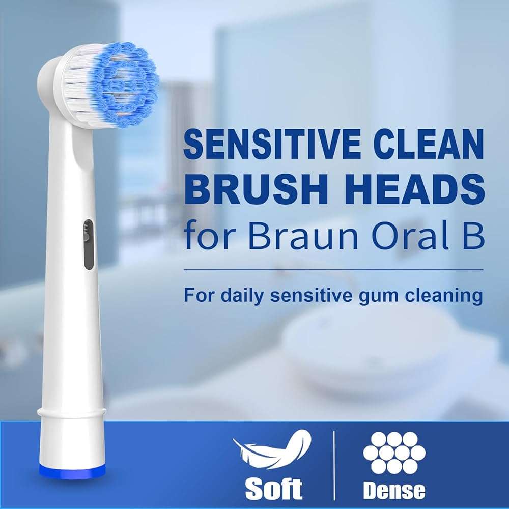 Pro Sensitive Gum Care Replacement Brush Heads Compatible with Oral-B Electric Toothbrushes, 8 Pack High Density Extra Soft Bristles Toothbrush Heads Refill, White - Image 2