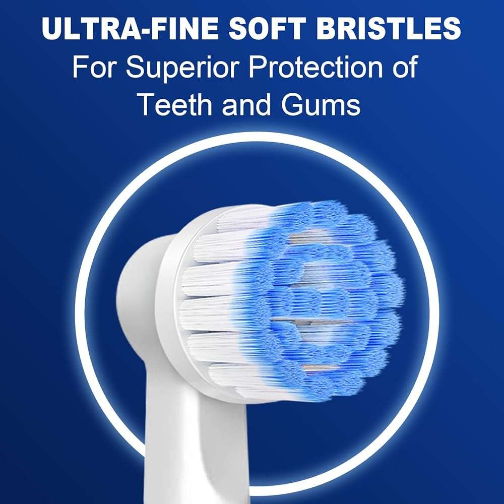 Pro Sensitive Gum Care Replacement Brush Heads Compatible with Oral-B Electric Toothbrushes, 8 Pack High Density Extra Soft Bristles Toothbrush Heads Refill, White - Image 3