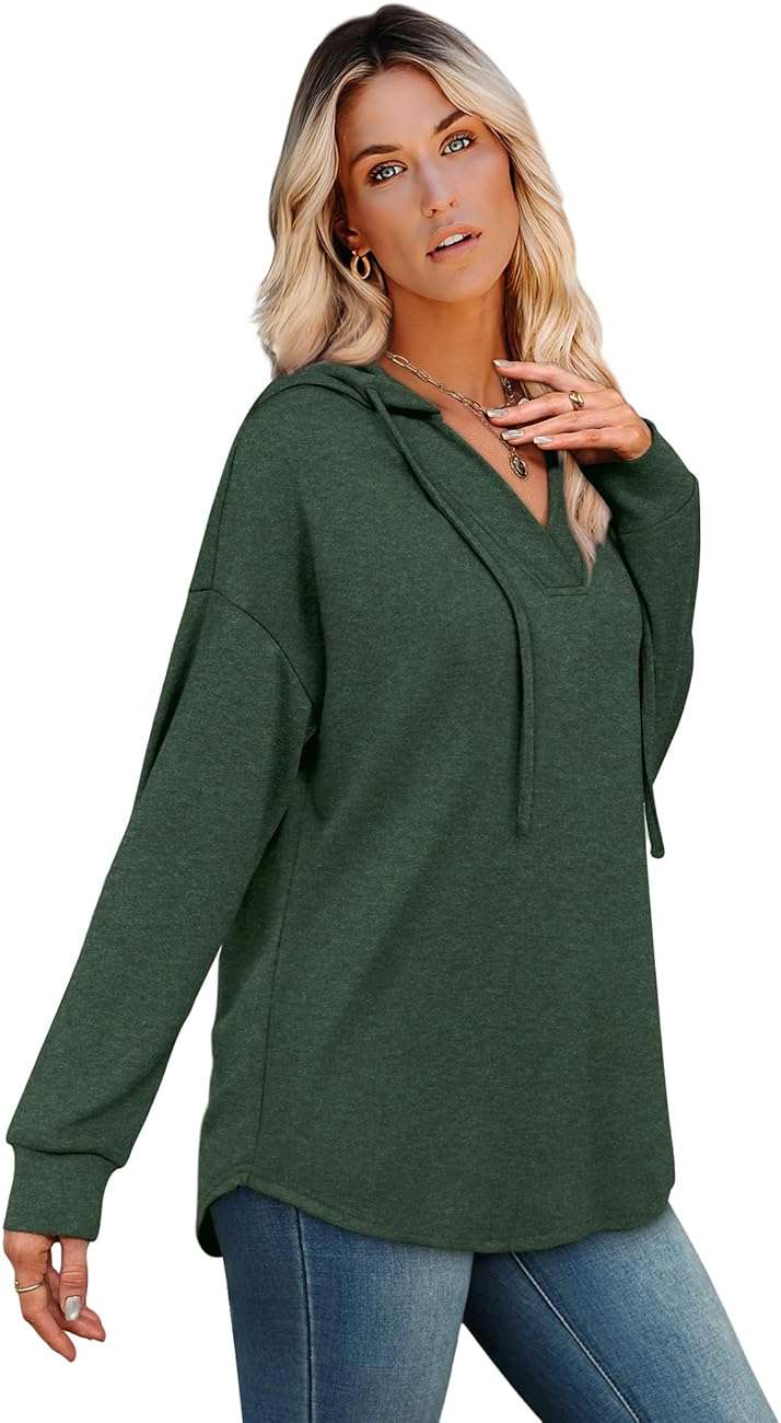 Sampeel Hoodies for Women Trendy Fall Fashion 2025 V Neck Oversized Sweatshirt Plus Size Tops Clothes - Image 4