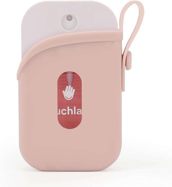 Silicone Case with Keychain for Touchland 【Easy to Clean】【Adjustable Strap】 Case for Power Mist and Glow Mist 1FL OZ., Pink - Image 1