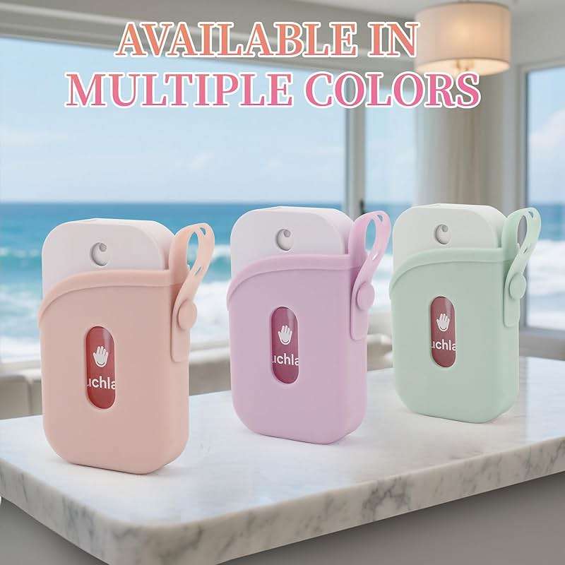 Silicone Case with Keychain for Touchland 【Easy to Clean】【Adjustable Strap】 Case for Power Mist and Glow Mist 1FL OZ., Pink - Image 3