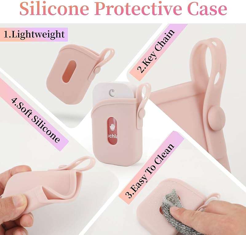 Silicone Case with Keychain for Touchland 【Easy to Clean】【Adjustable Strap】 Case for Power Mist and Glow Mist 1FL OZ., Pink - Image 4