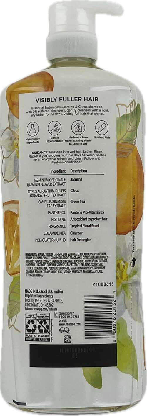 Pantene Essential Botanicals Jasmine & Citrus Shampoo, 38.2 Fluid Ounce - Image 2