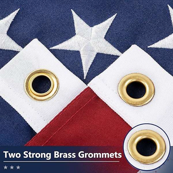 American Flag for Outside 3x5 Ft - TearProof Series Outdoor US Flags - Long Lasting, Fade Resistant - Thick Spun Polyester USA Banner - High Wind - Embroidered Stars, Sewn Stripes, Brass Grommets - Image 2
