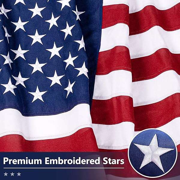 American Flag for Outside 3x5 Ft - TearProof Series Outdoor US Flags - Long Lasting, Fade Resistant - Thick Spun Polyester USA Banner - High Wind - Embroidered Stars, Sewn Stripes, Brass Grommets - Image 6