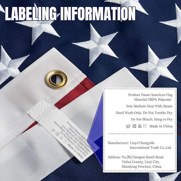 American Flag for Outside 3x5 Ft - TearProof Series Outdoor US Flags - Long Lasting, Fade Resistant - Thick Spun Polyester USA Banner - High Wind - Embroidered Stars, Sewn Stripes, Brass Grommets - Image 7