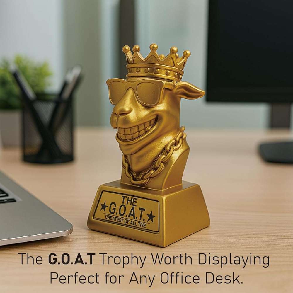 GOAT Trophy Winner Award – 7 Inch Funny Greatest of All Time Trophy, Retirement Gift for Men & Coworkers, Fantasy Football Champion Award, Office MVP, Employee Recognition, Boss Gag Gift - Image 5
