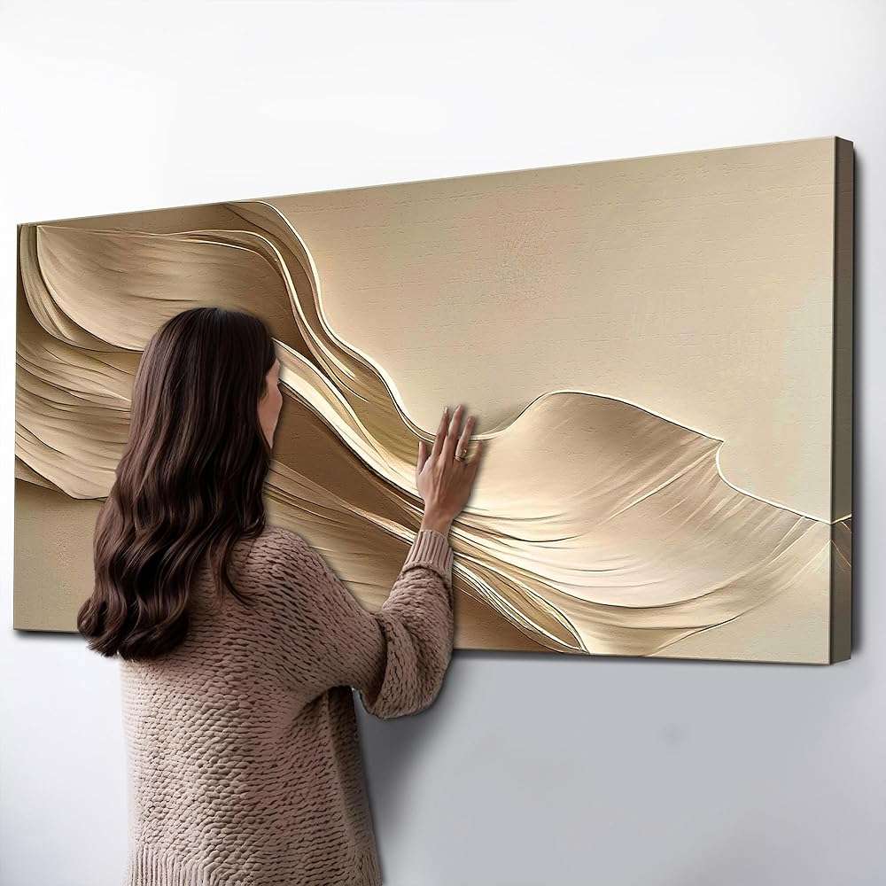 Tailored Canvases Beige Abstract Minimalist Wall Art – Modern Waves Design for Living Room or Office - Neutral Beige Canvas Painting Decor – Contemporary Wall Accent in Minimalist Abstract Style 48x24 - Image 6