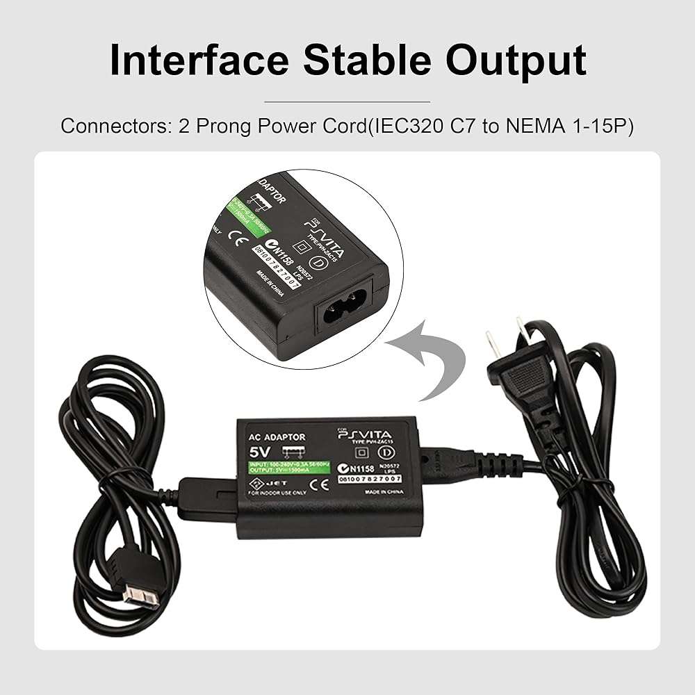 Fast Charger for PS Vita, AC Adapter Wall Charger Compatible with Sony PlayStation Vita 1000 Console (Only for PSVita 1000 Power Cord) - Image 6
