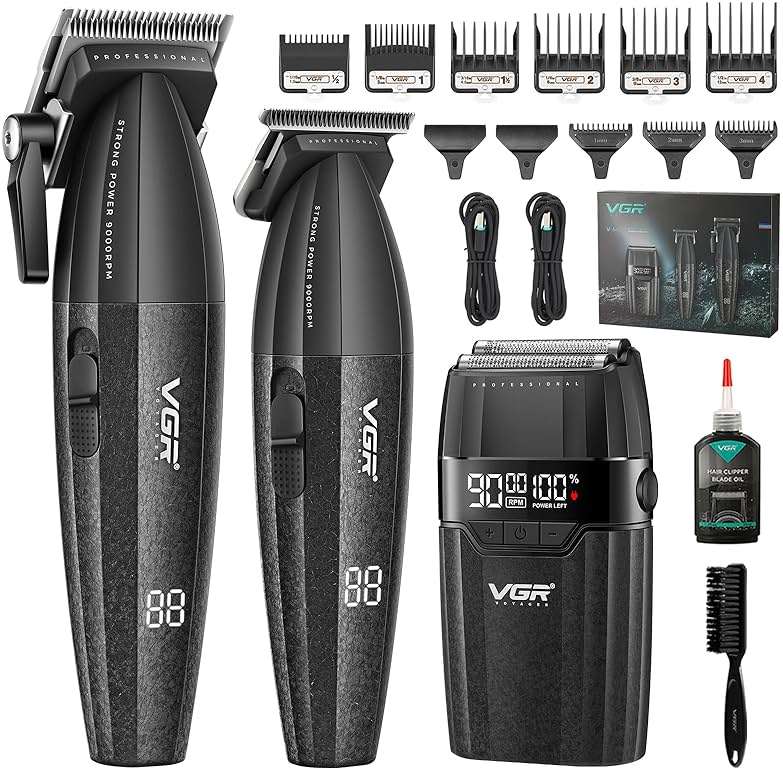 VGR 640S3 Professional 3 in 1 Hair Cutting Kit, 9000RPM Hair Clippers for Men Professional Hair Trimmer & Foil Shavers Set, Cordless Mens Barber Combo for Home, for Him(Black) - Image 1